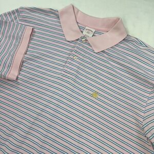 Brooks Brothers Polo Men's XL Original Fit Pink Blue White Striped Short Sleeve